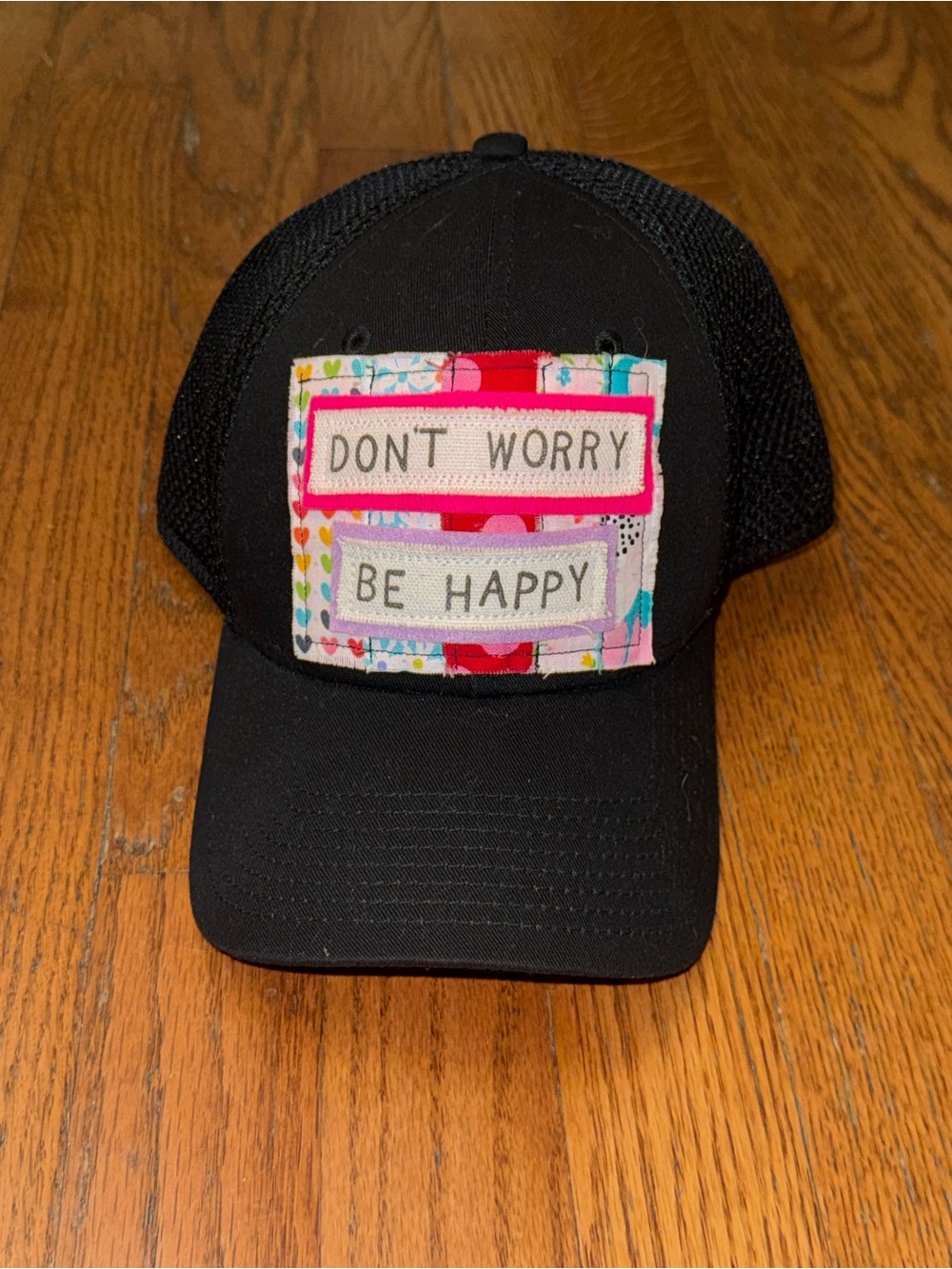 Don't Worry Be Happy Black Trucker Hat